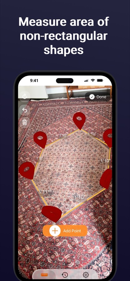 Area Measure camera measurement screen