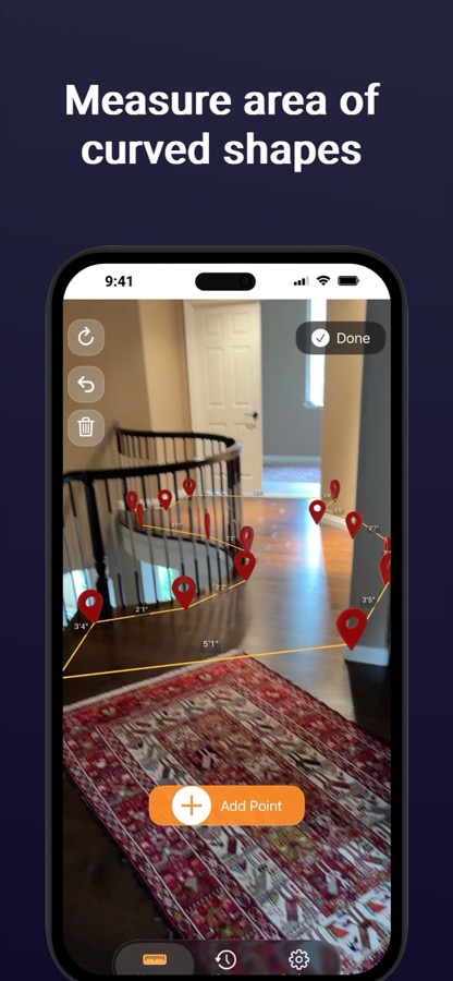 Area Measure object measurement screen
