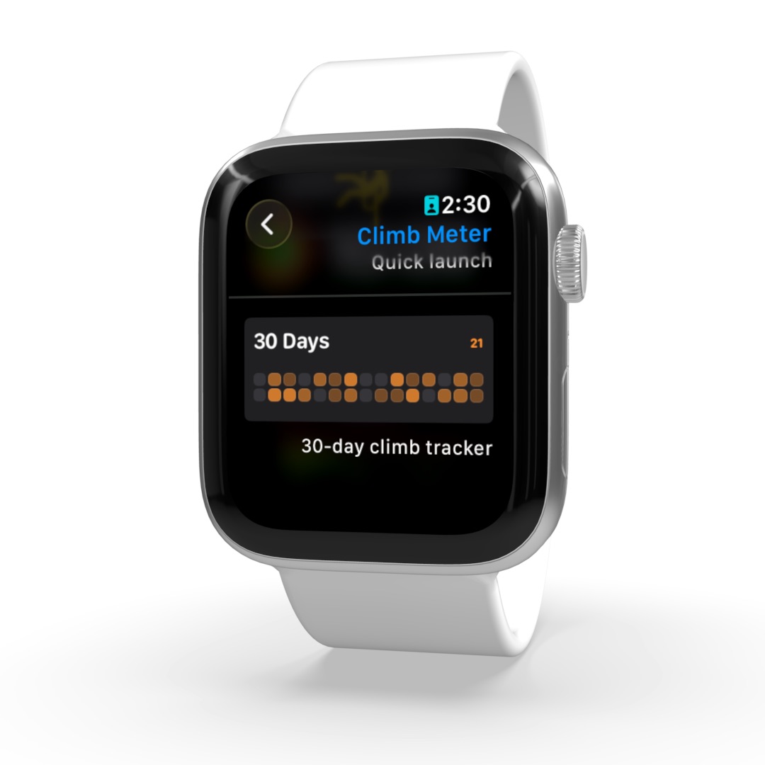 Apple Watch widget showing 30-day climbing activity