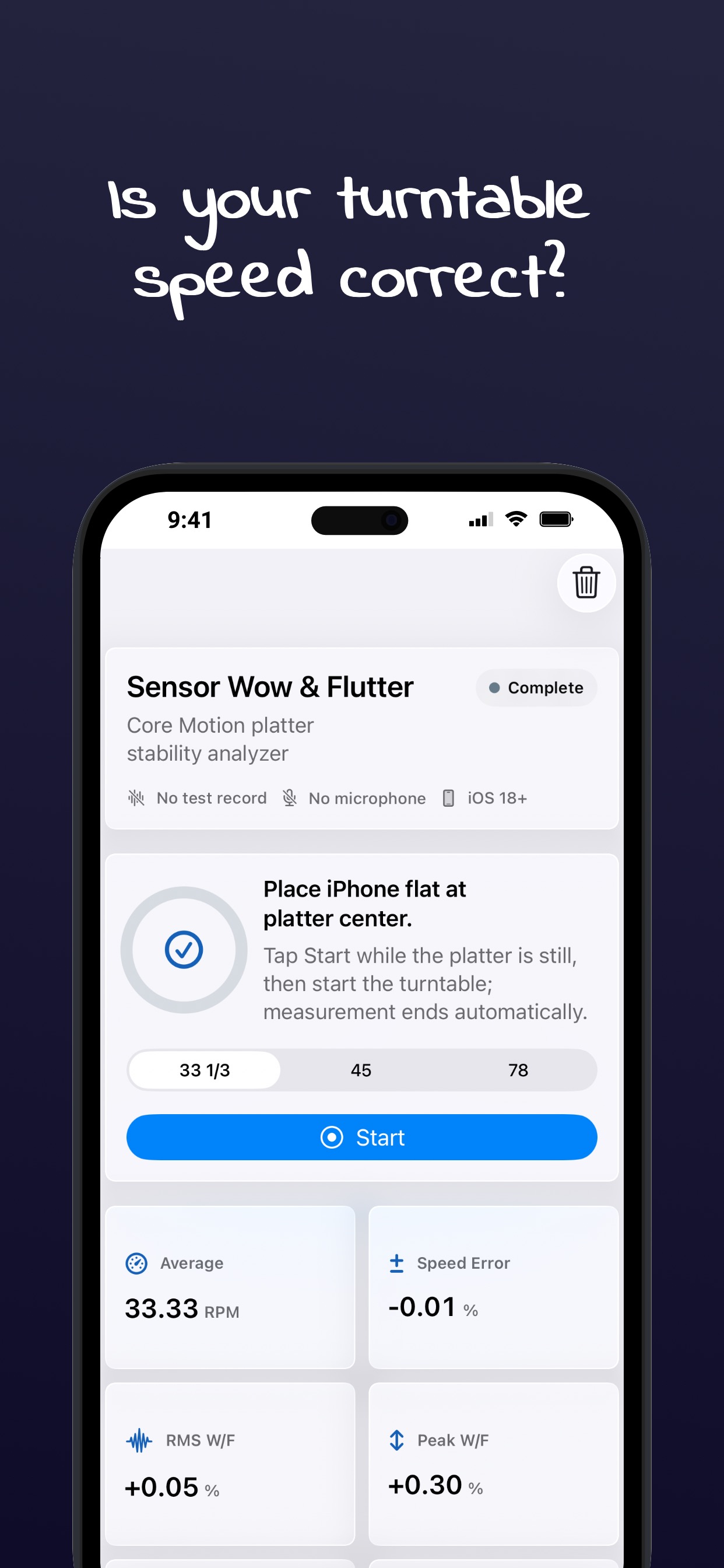 PhonoCalibre Speed Measurement Dashboard