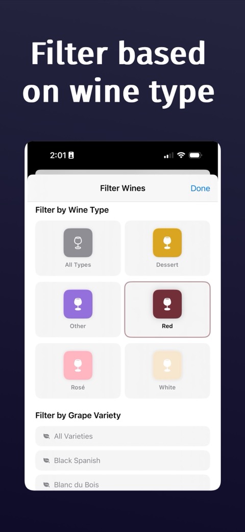 Wine List screenshot — scan history