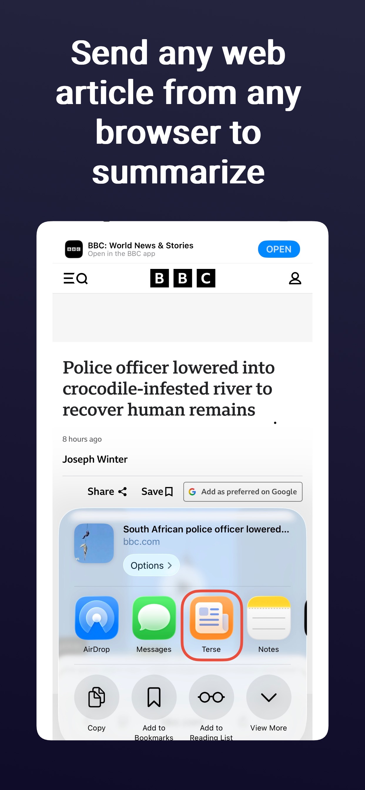 Terse screenshot